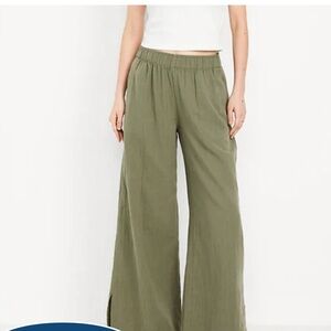 NWT High Waisted Crinkle Gauze Wide Leg Pants